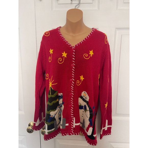 The Quacker Factory Holiday Christmas Cardigan Sweater Size S - Picture 1 of 9